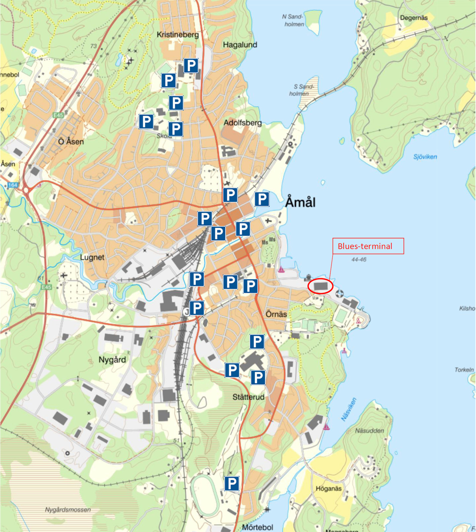 Parkeringskarta Åmåls bluesfest 2024